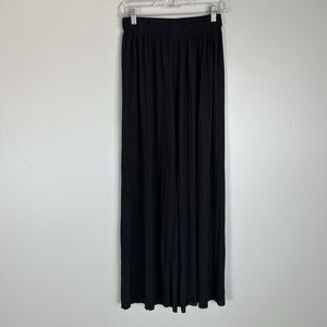 Love Poem Block Wide Leg Pants Black Slinky Crinkle Wide Leg Pull On